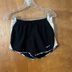 Nike Women's Black and Light Pink Athletic Shorts